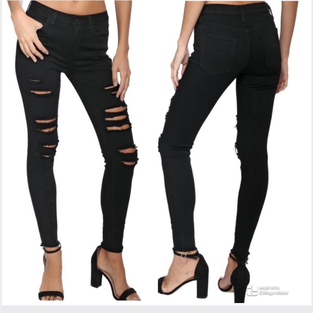 Just Black Black Ripped Distressed Destroyed Stretchy Women Jeans size 27